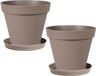 EDA Set van 6x EDA Toscane Bloempotten - Taupe - D20cm - Incl. Onderschaal