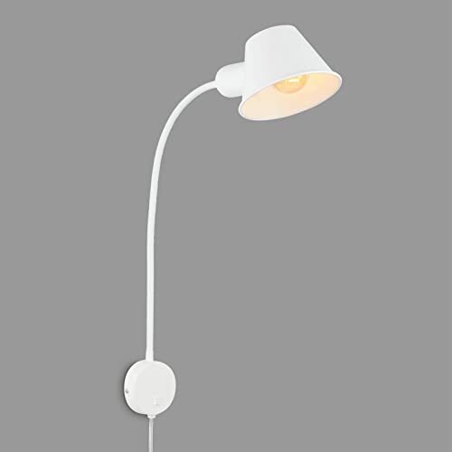 Briloner - Bedlamp flexibel, bedlamp verstelbaar, tuimelschakelaar, 1x E27 fitting max. 10 Watt, incl. snoer, wit, 55 cm