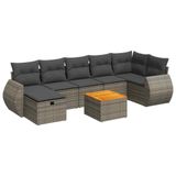 vidaXL Loungeset met Kussens, Poly Rattan, Grijs