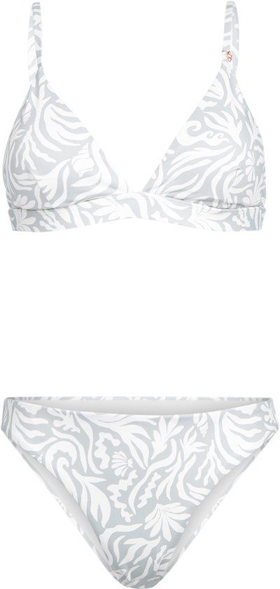Brunotti Aurely-Print Bikini Dames Aqua Grey Bralette Bikini Set Verstelbare bandjes Maat 34