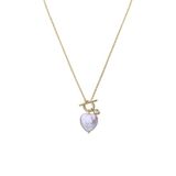 Lucardi Dames Zilveren goldplated ketting hanger hart parel