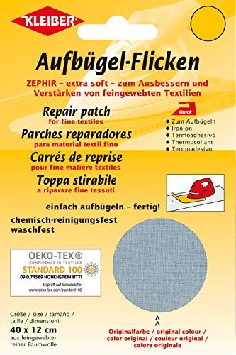 Kleiber + Co.GmbH Zephir, strijkapplicatie, lichtgrijs, ca. 40 cm x 12 cm - 4009691320028