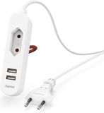 Hama USB-netadapter met 1,9 m lange kabel en euro-aansluiting, 2x USB-A, wit