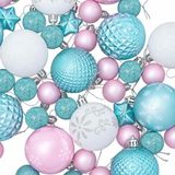 vidaXL Kerstballenset - 88 stuks - Turquoise, roze en wit - Ø 6 cm - Kunststof