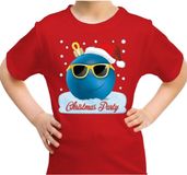 Bellatio Decorations Fout Kerst t-shirt voor kinderen - Coole kerstbal - Christmas party - rood 110/116