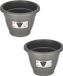 Hega hogar Set van 4x stuks grijze ronde plantenpot/bloempot kunststof diameter 14 cm