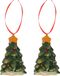 Merkloos / Sans marque Kersthanger kerstboom - 4x - rood - 8 cm - keramiek - kerstornament - kerstboomversiering - kerstversiering kersthangers