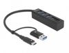 DeLOCK 63859 3-poorts USB 3.2 Gen 1 hub met SD- en Micro SD-kaartlezer