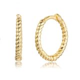 Elenza AMS Elenza 925 Zilver Vergulde Gedraaide Oorringen met Gouden Plating-8mm