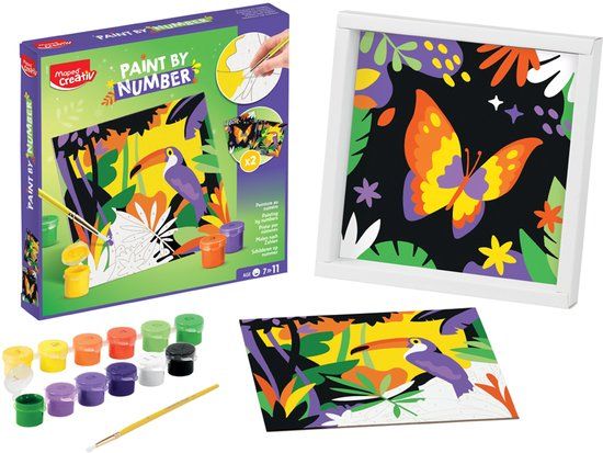 Maped Creativ – Jungle Paint by Numbers – schilderset – 2 borden