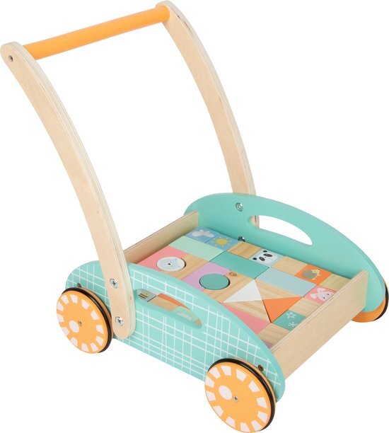 Small Foot Pastel loopwagen met 34 blokken