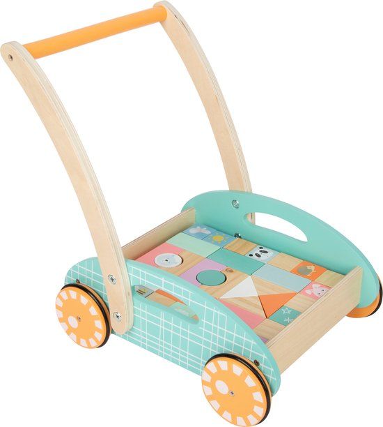 Small Foot Houten Baby Walker Loopwagen met Blokken Pastel - 35dlg.