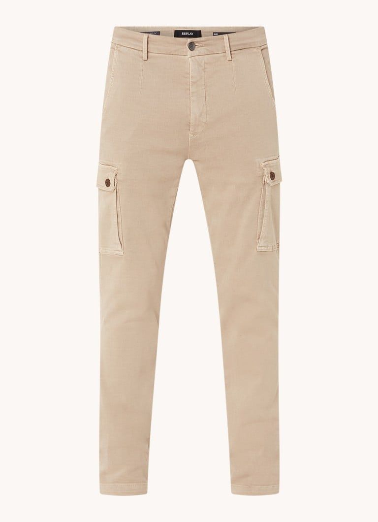 Replay Jaan tapered fit cargobroek met stretch