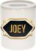 Bellatio Decorations Shoppartners Bv Spaarpot met voornaam Joey - wit - met goud/zwart embleem - 8 x 9 cm - keramiek - met afsluitdop - cadeau verjaardag