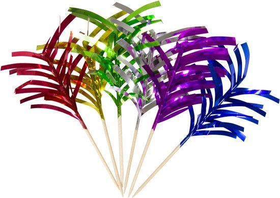 Folat Prikkers Palm Metallic 10cm - 10 stuks