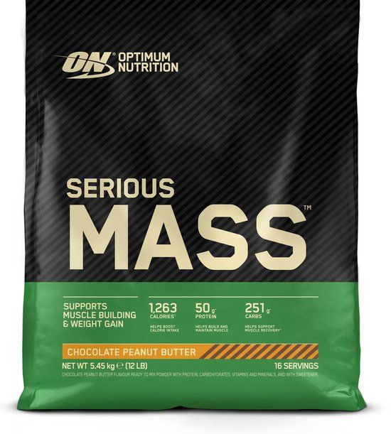 Optimum Nutrition Serious Mass - Chocolate Peanut Butter - Mass Gainer - Weight Gainer - 5450 gram