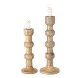 Boltze Kandelaar Bubbles (2-delige set, kandelaar van hout, stijlvol design, decoratie eettafel/commode, boho stijl) 2025157