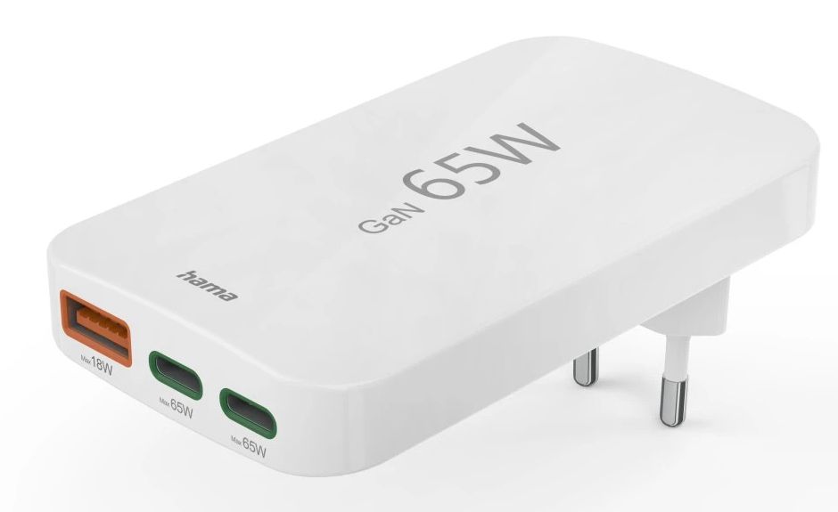 Hama Snellader - 65W - 2x USB-C, 1x USB-A - Wit