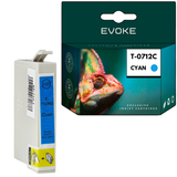 Evoke compatible ink for Epson C13T07124011 T0712 cyan 13.5 ml 900 pages Stylus D78 D92 Dx4000 4050 4400 4450 5000 5050 6000 6050 7000F 7400 7450 8400 8450; Sx100 105 110 115 200 205 210 215