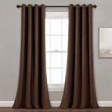 Lush Decor Geïsoleerde doorvoertule verduisterende raamgordijnpanelen, paar, 52" B x 84" L, chocolade