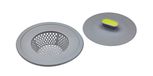 KitchenCraft Gootsteenzeef, Gootsteenstop, 2 in 1 systeem, 11,5 x 11,5 x 4 Centimeter, Plastic - Grijs en Groen