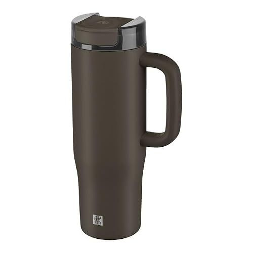 ZWILLING Thermo Plus Thermosbeker met rietje, 900 ml, tumbler, tot 12 uur ijskoud, dubbelwandig, lekvrij, licht, vaatwasmachinebestendig, BPA-vrij, chocolade