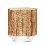 Bolsius Waxinelichtjeshouder Glazen theelichthouder met houten finish Hout