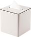 Allecto Premium - Boîte de rangement carrée pour lingettes cosmétiques en cuir PU blanc