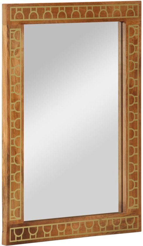 vidaXL Wandspiegel 50x70x2,5 cm Massief Mangohout en Glas