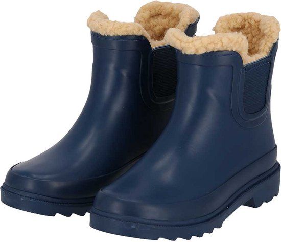 Morethansocks Chelsea regenlaarzen kinderen Fake Fur voering Blauw