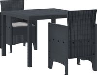 vidaXL Eetkamerset voor de tuin, 3-delig, antraciet