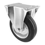 WAGNER soft-bokrol, diameter 125 mm, bouwhoogte 155 mm, stalen velg verzinkt, massief rubber, schroefplaat 85 x 105 mm, draagkracht 100 kg