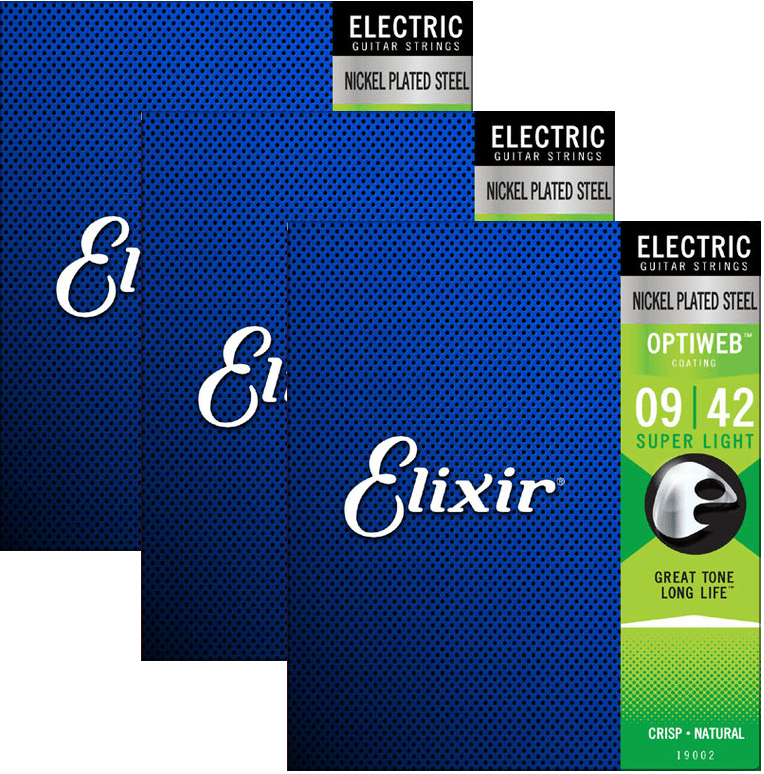 Elixir 16550 3-Pack Electric Optiweb Super Light 9-42 19002