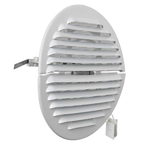 La Ventilazione GABDF160R ventilatierooster rond, inklapbaar, aluminium, wit gelakt, met insectennet, diameter 175 mm