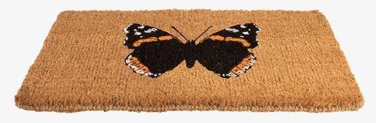 Esschert Design Vlinder rechthoek kokosmat - Bruin/Zwart