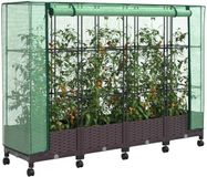 vidaXL Tuinplantenbak met Kasbedekking en Wielen 4 st Bruin PP