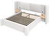 StarTech Linnen Beige Bed met opbergruimte - Gestoffeerd bedframe - 140 x 200 cm - Hydraulisch hefmechanisme - Verborgen opbergvakken