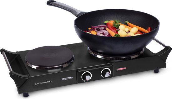 KitchenBrothers Elektrische Kookplaat - 2 Pits - 2500W - Zwart