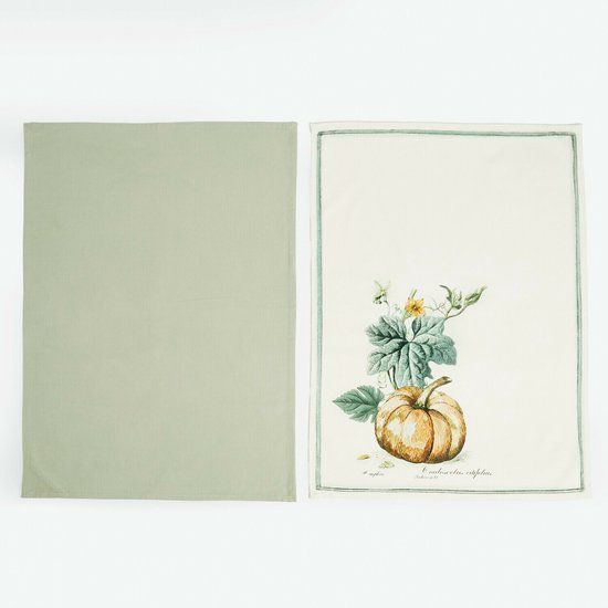 LOBERON Theedoek set van 2 Pavolinos wit/groen