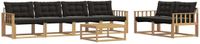 vidaXL - Bank loungeset - 6 zitplekken - Wit en zwart - Acacia hout