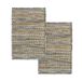 HAMID - Set van 2 tapijten, wollen en jute tapijt, Olivia, handgeweven wollen jute tapijt voor woonkamer, slaapkamer, blauw geaderd, 40 x 60 cm