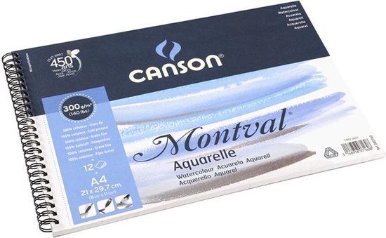 Canson Aquarelblok Montval Spiraal 300grs 32x41cm 12 Vel
