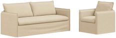 vidaXL Canapé 2 places Crème Tissu