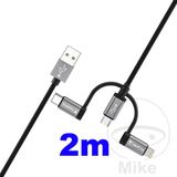 Varta USB-kabel USB-A stekker, USB-micro-B stekker, USB-C stekker, Apple Lightning stekker 2.00 m