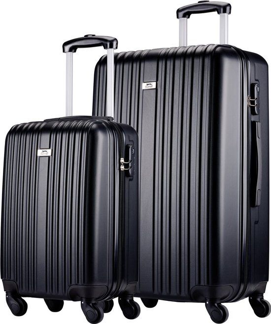 Slazenger ABS Hardcase Kofferset - 2 Delig - Hand en Ruimbagage Koffer - 360° Wielen - Cijferslot - Zwart
