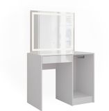 Vicco Sherry Kaptafel met licht – 89.8 cm met LED-spiegel Wit/wit hoogglans