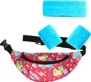 Merkloos Foute 80s/90s Party Verkleed Set Dames Turquoise Polyester