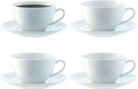 L.S.A. Dine Cappuccinokop en Schotel Set van 4 Stuks - Porselein - Wit