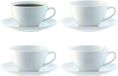 L.S.A. Dine Cappuccinokop en Schotel Set van 4 Stuks - Porselein - Wit