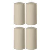Enlightening Candles Cilinderkaars stompkaars - 4x - beige - D6 x H15 cm - 58 branduren - Dikke kaarsen - Voor kandelaar of plateau